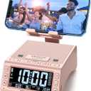 TechGlow Foldable Cellphone Stand with Wireless Bluetooth Speaker Birthday Gifts for Men Women Mother Father Cool Tech Gadgets- Pink