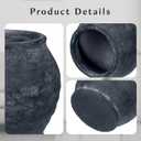 Briful Rustic Vintage Ceramic Pottery Vase, 6.1'' Farmhouse Table Decor with Distressed Texture, Wide Mouth Decorative Jar Vases for Home Decor, Shelf & Entryway, Black