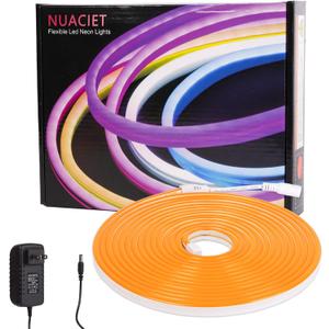 Neon Light Strip 16.4ft Flexible Waterproof LED Light Strips 12V Light Strip with Power Supply Silicone LED Neon Rope Lights for Kitchen Bedroom Indoor and Outdoor Decoration Orange
