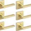 Haidms Brushed Gold Dummy Door Handles, Half Brushed Brass No-Turning Dummy Handles for Closet Doors, Zinc-Alloy Single-Sided Door Locks (6 Pieces/3 Packs)