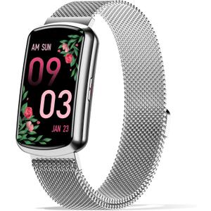 Health Fitness Tracker with 24/7 Heart Rate, Smart Watch with Blood Pressure and Blood Oxy-gen Monitor, Bulit-in 120+ Sport Mode, Waterproof Sleep Tracker for Women Men (Metal Silver)