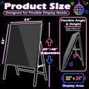 Standing A-Frame LED Message Writing Board 32" x 24", Neon Menu Sign with Adjustable Height, Outdoor Menu Display Board with 8 Colors Markers and Remote Control, DIY Message Light Board