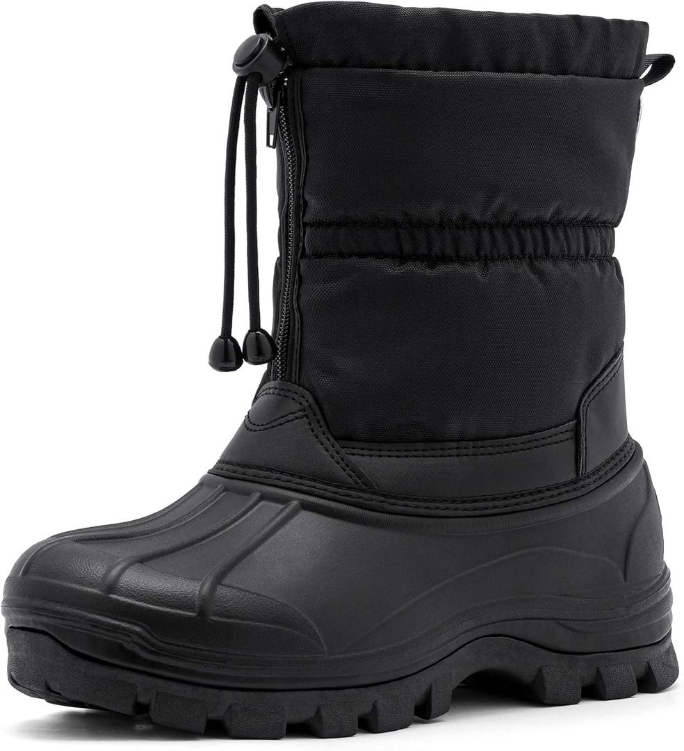 Men's Winter Snow Boots Waterproof Warm Outdoor Lightweight Non Slip Cold Weather Shoes (11 US, Black)