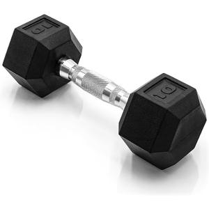 CAP Barbell 10 LB Coated Hex Dumbbell Weight, New Edition (Chrome Handle)
