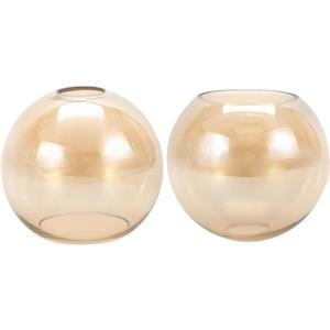 2 Pack Amber Glass Shades Globes, Glass Lamp Shade Covers Replacements, 1.65 In Fitter 5.1 In Height 5.9 In Diameter Lampshades for Light Fixtures Chandelier Wall Sconces Pendant Lights