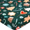 JISEN Christmas Crib Sheet Gingerbread Fitted Crib Sheet for Boys Girls Crib Mattress Cover Baby Sheet for Standard Crib and Toddler Mattress Soft Breathable Baby Bed Sheet for Neutral 52x28 Inch