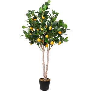 Northlight 45" Potted Green and Yellow Artificial Lemon Tree in a Black Pot