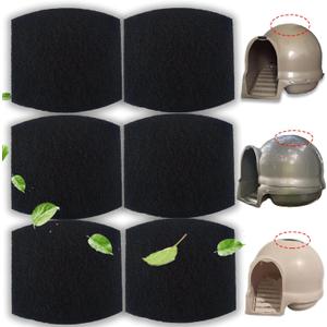 Carbon Filters Compatible with Petmate Booda Clean Step Cat Litter Box - Thickened and Durable Activated Charcoal Filters, Absorb Odors/Control Damp from Pets/Keep Home Fresh (6 Pack)