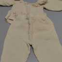 VISGOGO Baby Girl Outfit Crocheted Floral Top Linen 12 18 24M 2T 3T 4T Todder Clothes Tops + Denim Pants Set (Khaki-bow), 12-18M