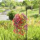 Artificial Flowers for Outdoors Spring Decor, 6 Bundles UV Resistant Realistic Faux Silk Hanging Flowers, Fake Plants for Planter Indoor Outside Garden Porch Patio Balcony Yard Farmhouse