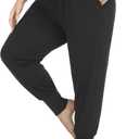 ZERDOCEAN Women's Plus Size Casual Yoga Joggers Comfy Loose Workout Lounge Pants with Pockets (Black)