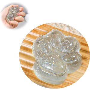 2 x Taba Squishy Cat Paw Squeeze Toys,Sensory Fidget Toy for Your Best Mellow and Chill,Birthday Gift, Squishy Toys for Adults (Blue Transparent)