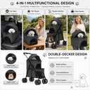 YYW Double Pet Stroller Foldable 2 Carriages Lockable Wheels Black