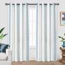 DriftAway Stripe 2 Panels Curtains Linen Blend Textured Window Privacy Light Filtering Drapes for Living Room Bedroom Grommet 84 Inches Jean Navy on Beige