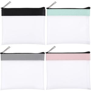 4 Pcs Small Clear Pouch Mini Zipper Pouch Clear Coin Purse Small Clears Makeup Bag for Purse Mini Cosmetic Bag Waterproof Change Pouchs Cute Clears Bags Travel Pouchs for Lipstick Key