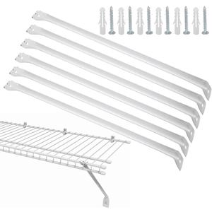 Uenhoy 6 Pack White 12 Inch Support Brackets for Wire Shelving, Wire Shelf Brackets Closet Shelf Bracket for Wardrobe Closet Support, with Anchors and Screws