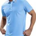 MagnaMan Slim Fit Short Sleeve Polo Shirts for Men - Cotton, Business Casual Stretch Shirt, Breathable Golf & Office Wear (L)