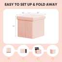 PINPLUS Storage Ottoman Cube Square Shaped Ottomans with Storage Foot Stool Footrest for Lving Room Boucle Ottoman Seat for Dorm Room,Faux Teddy Fur Pink,15"x15"x15"