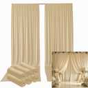 30ftx12ft Wrinkle Free Beige Backdrop Curtain, 6 Panels 12FT Height Beige Wedding Backdrop Drapes, Silky Polyester Back Drop Cloth for Birthday Photography Background Party Backdrop Draping