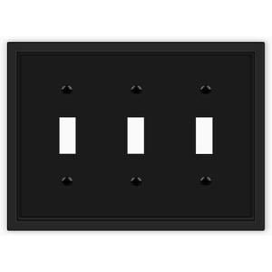 Triple Toggle Light Switch Cover Plate Matte Black Classic Decorative Light Switch Plates Cover 3-Gang Wall Plate Cover