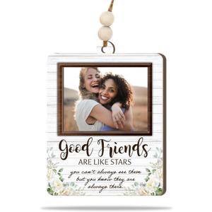 2 x Friendship Ornament 2025  Best Friend Ornament, Rustic Farmhouse Picture Frame with Friendship Quote, Friends Are Like Stars Sentimental Gift for Best Friend, Christmas Tree Keepsake