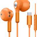 USB C Headphone for Samsung S25 FE S24 A16 A17 Wired Earbuds Magnetic in-Ear Type C Earphone with Microphone Volume Control Bass Stereo Noise Canceling for iPhone 17 Pro Max Air 16 16e 15 Pixel 10 9a