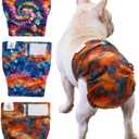 CuteBone Washable Dog Diapers Female No Tail Hole 3 Pack Reusable Doggie Period Training Pants for Docked-Tail Frenchie French Bulldog Boston Terrier Without Tail WWD28 M