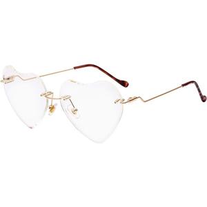 Dollger Heart Sunglasses for women Rimless Thin Metal Frame Heart shaped Sun glasses UV400 (Transparent)
