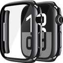 Misxi 2 Pack Tempered Glass Case Compatible for Apple Watch Series 11 Series 10 42mm, Hard PC Screen Protector Overall Protection Ultra-Thin Lightweight Scratch-Resistant Cover for iWatch, Jet Black