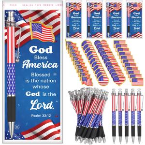 80 Pcs 4th of July Gift Bulk American Flag Ballpoint Pens USA Flag Lapel Pins and Patriotic Bookmarks Memorial Day Gifts for Veterans Souvenirs Independence Day Party Supplies