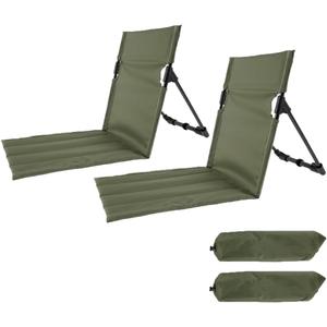 2 Pack Outdoor Camping Backrests,Lightweight Foldable Chaira,Park Leisure backrest,Beach Portable Single Lazy Chair,Aluminum Lazy Backrest for for Lawn Outdoor Movie and Travel (Army Green)
