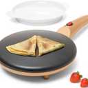 Moss & Stone Gold Electric Crepe Maker 8 Inch, Portable Crepe Maker & Hot Plate Cooktop On/Off Switch, Nonstick Coating, Automatic Temperature Control, Easy To Use For Pancakes, Blintz