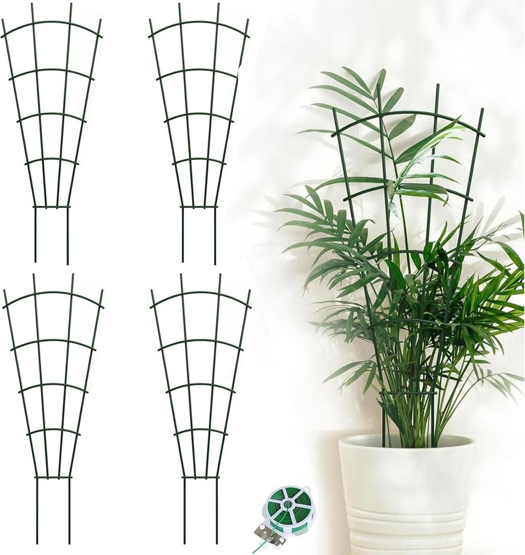 4-Pack Metal Trellis for Potted Plants, 32" Heavy Duty Garden Trellis for Climbing Plants, Rustproof Powder Coated Indoor/Outdoor Trellis for Climbing Vines, Flowers, Houseplants