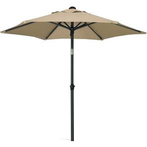 AMMSUN 5.8ft Patio Umbrella Outdoor Table Umbrellas with Push Button Tilt, UPF50+ Premium Steel Pole and Ribs for Deck, Lawn, Garden, Backyard & Pool (Tan)