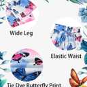 Girls 2 Piece Outfits Spring Summer Tropical Hawaiian Beach Vacation Wide Leg Pants Set Size 10-11 (Blue)