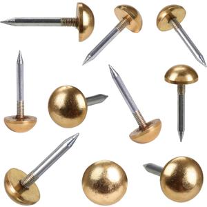 Retro Solid Pure Brass Tacks as Antique Upholstery Nails for Furniture, Decorative Push Pins for Wood,Carpet Tacks,Hardware Nails,Cap Nails,Thumb TacksBrass Fasteners(1/2",12mm Gold Color,20 Pcs)