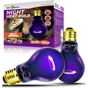 REPTI ZOO 2Pack Reptile Heat Lamp 100W Reptile Night Heat Bulb Night Heat Lamp Without UVA for Turtle Bearded Dragon Gecko Lizard and Snake E26/E27 Purple