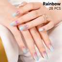 2 x Semi Cured Gel Nails Strips - 28 pcs UV Gel Nail Stickers for Women Work with Any UV Lamp, Long Lasting Nail Wraps for Home DIY Nails Art (Colorful Butterflies)