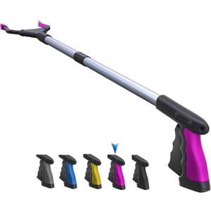 2025 Upgrade PowerGrip T9, Grabber Reacher Tool, Wide Jaw, Foldable, Steel Cable, with 96 Grip Points for Firm Grip, 32" with Magnet (Pink, 32 Inch)