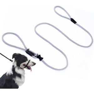 Multifunctional Figure 8 Padded Head Halter Walking Training Leather Stopper Rope Slip Lead Dog Leash Muzzle (Grey)