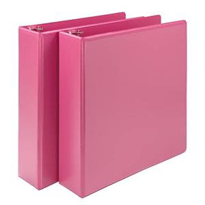 3 Ring Binders, Standard Round Ring Binder Fit Letter Size Paper, Presentation 1-Inch Binders, 6-Pack, Pink