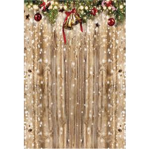 Funnytree 5x7ft Christmas Wooden Wall Photography Backdrop Glitter Bokeh Snow Winter Merry Xmas Party Background Rustic Wood Baby Shower Kids Birthday Portrait Banner Decor Photo Booth Studio