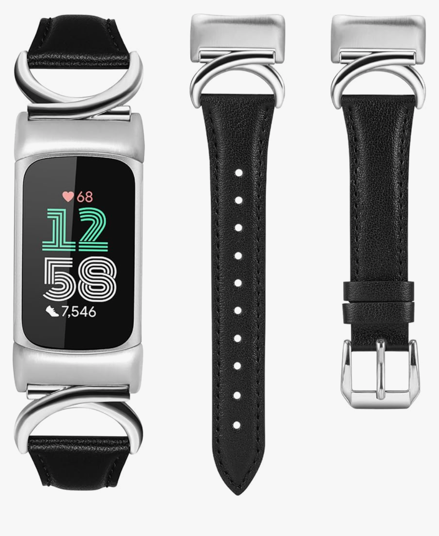 Minyee Leather Band Compatible with Fitbit Versa 4/Versa 3/Fitbit Sense 2/Sense Bands Women, Slim Thin Dressy Designer Premium Leather Strap with CShape Metal Buckle for Versa 3 4 Sense 2 Smartwatch