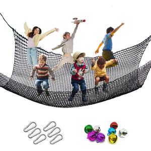 Tongmo Climbing Cargo Net, 6.5' X 9.8' Double Layers Playground Safety Net, Kids Backyard Climbing Net, Used for Treehouse Accessories with Storage Bag and Carabiners (black)