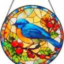 Stained Glass Window Hanging Suncatcher Tree Stained Glass Panel, Decorative Window Sun Catcher for Home,Stained Glass Art Ornament Gifts for Mom, Grandma, Housewarming