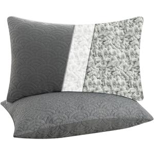 MOLCLCUY Memory Foam Pillows King Size Set of 2 Adjustable Cool Pillow for Side Back Stomach Sleepers Luxury with Washable Cover (Gray)