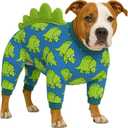 LovinPet Large Dog Pajamas, Four-Leg Stretch Onesie Bodysuit, Lightweight UV-Shielding Pajamas, Anti-Lick Calming Recovery Suit for Surgery, Pull-On for Medium and Large Breeds,Blue Green,3XL