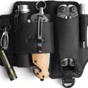 Topstache Leather Multitool Sheath,EDC Belt Organizer for Work and Daily Use,Leatherman Sheath,EDC Pocket Organizer for Flashlight and Multitool,Gifts for Men,Leather Sheath for Multitool (Black-01)