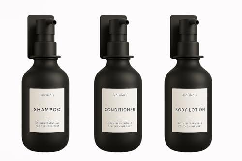 2 PACK Molimoli Soap Dispenser, Bathroom Soap Dispenser Set, Glass Dispenser, Soap Dispenser for Kitchen, Kitchen Soap Dispenser Pump, 500ml/16.9 Oz, Set of 6, Black