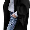 Women's Winter Wool Coat Notch Lapel Single Breasted Casual Mid Long Pea Trench Coat (Black, M)